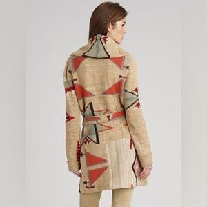 Ralph Lauren Handknit Southwestern Indian Blanket Patchwork Cardigan Sweater